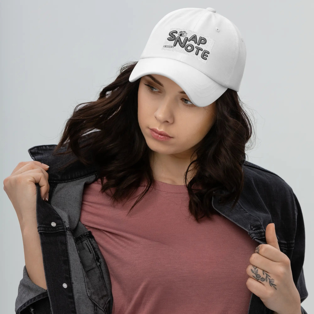 Woman wearing Baseball Cap Men Women Teens Unisex - Chino Cotton Twill - Brand Logo Pattern One-Size-Fits-All - White - 39.90 - SnapNote streetwear