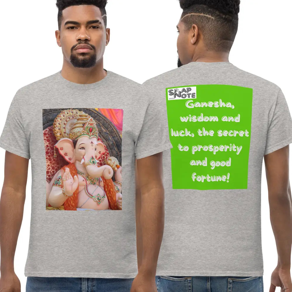 Man supermodel wearing T-Shirt TShirt Tee Men Women Teens Unisex Heavy Cotton Round Neck - ganesha religion bollywood india green pattern - Sport-Grey - 34.90 - SnapNote streetwear