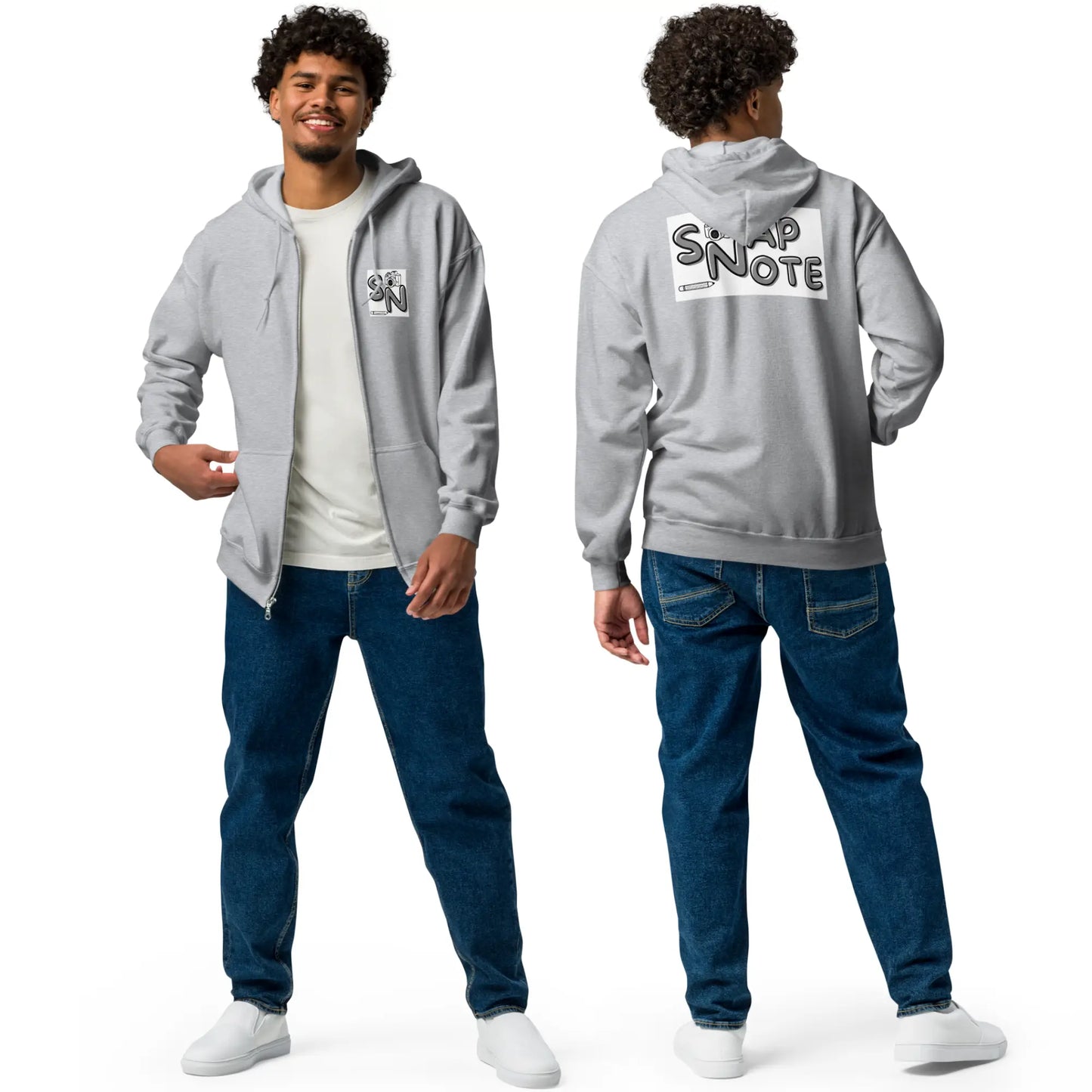 Hoodie Unisex Heavy Blend Full Zip - Brand Logo Print S M L XL 2XL - SnapNote Streetwear - SnapNote streetwear