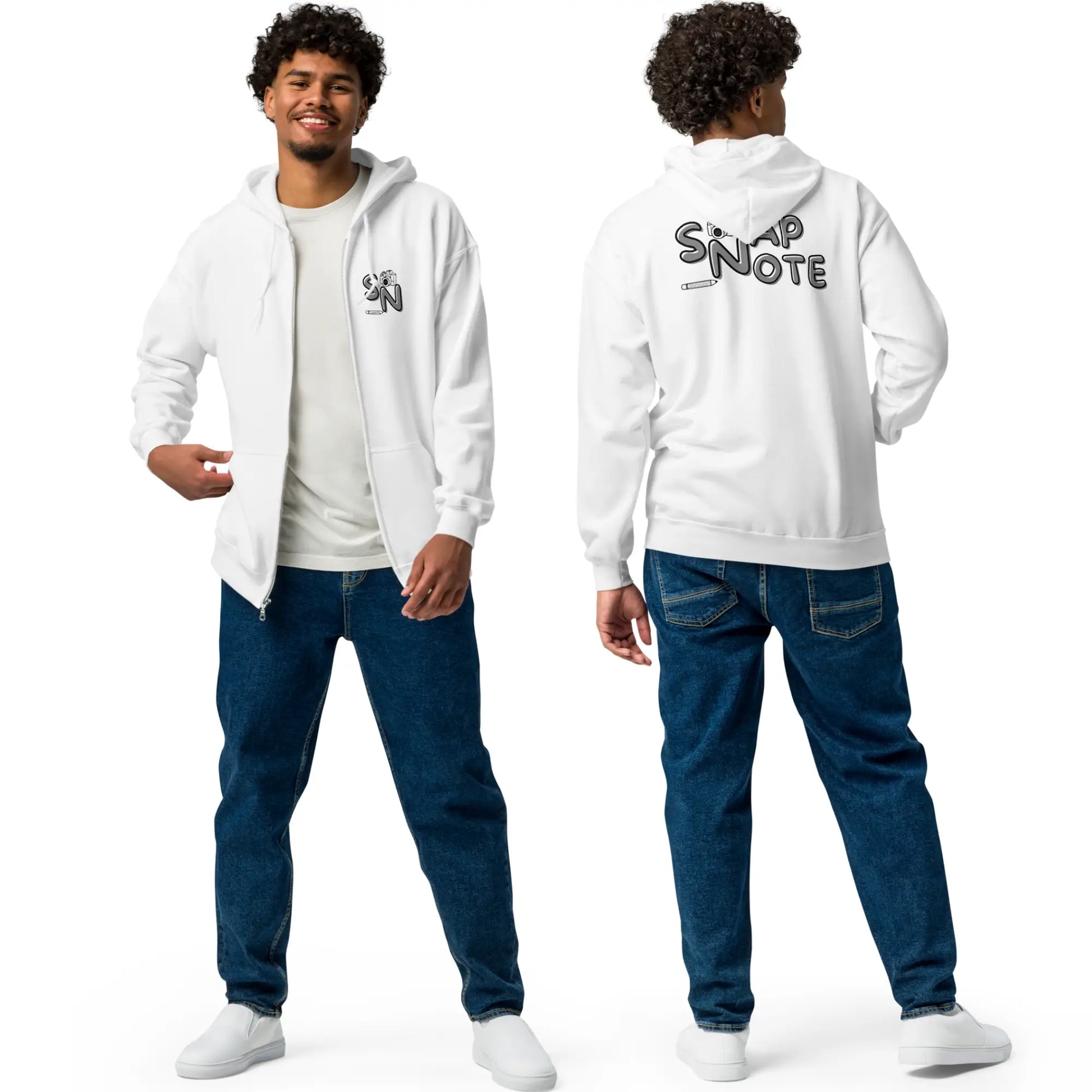 Hoodie Unisex Heavy Blend Full Zip - Brand Logo Print S M L XL 2XL - SnapNote Streetwear - SnapNote streetwear