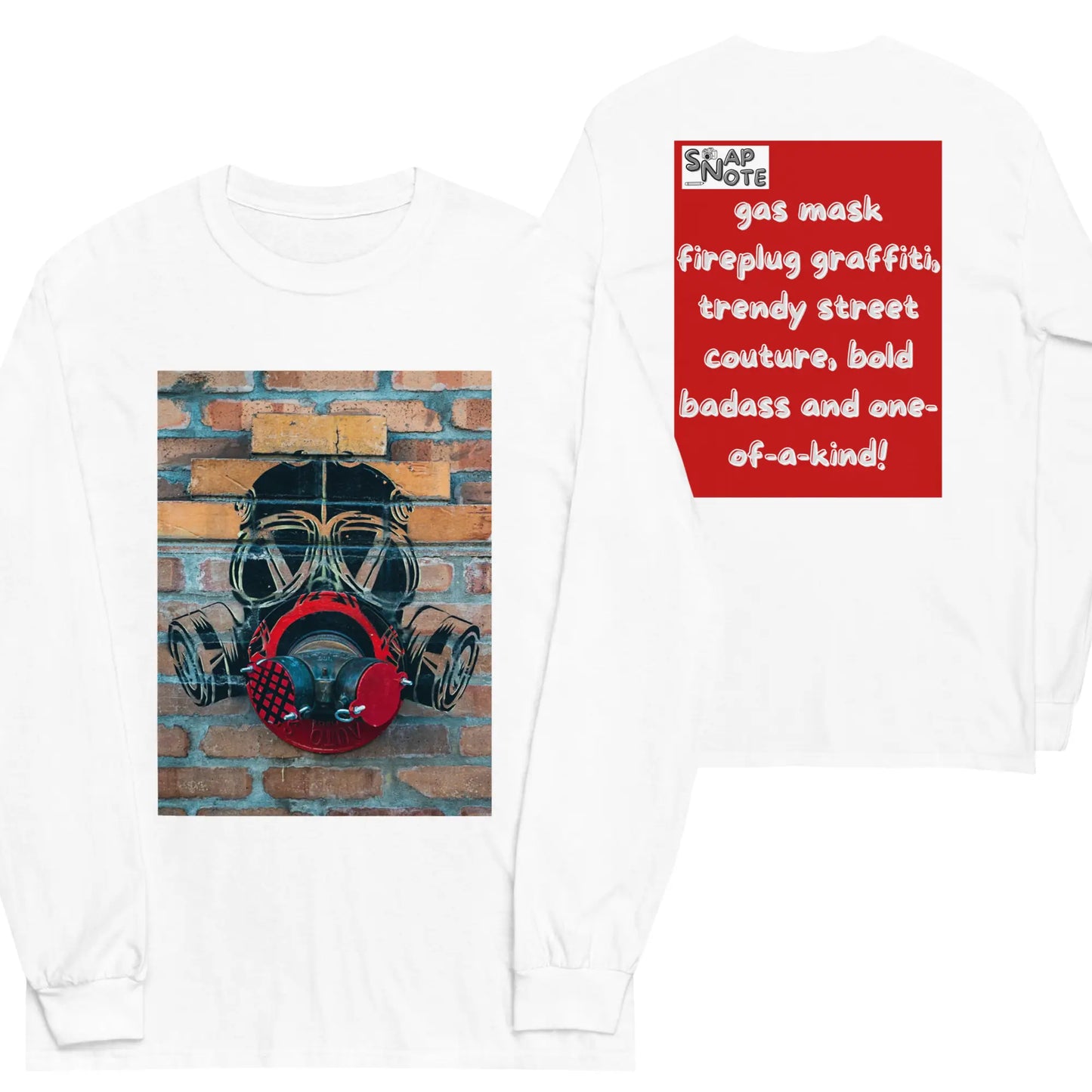 T-Shirt TShirt T Shirt Tee Men Women Teens Unisex Long Sleeves Heavy Cotton Crew Neck - badass gas mask graffiti red pattern - White - 44.90 - SnapNote streetwear