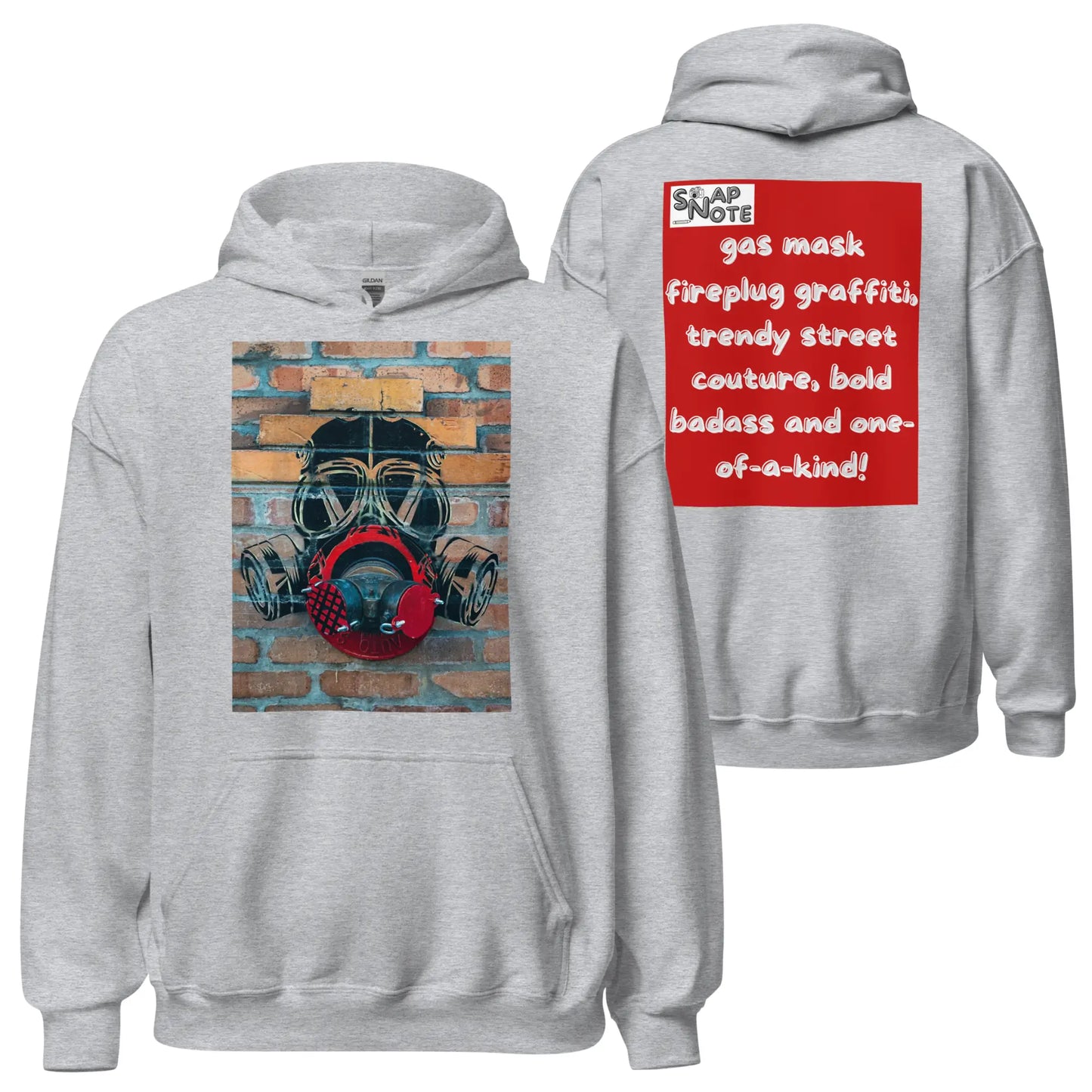 Hoodie Hooded Sweatshirt Hooded Jersey Hooded Jumper Hooded Pullover Hooded Sweater Men Women Teens Unisex - badass gas mask graffiti red pattern - Sport-Grey - 74.90 - SnapNote streetwear