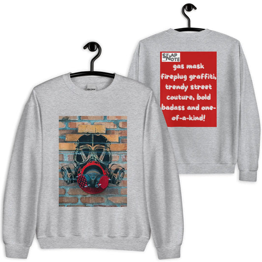 Sweatshirt Jersey Jumper Pullover Sweater Men Women Teenagers Unisex - badass gas mask graffiti red pattern - Sport-Grey - 59.90 - SnapNote streetwear