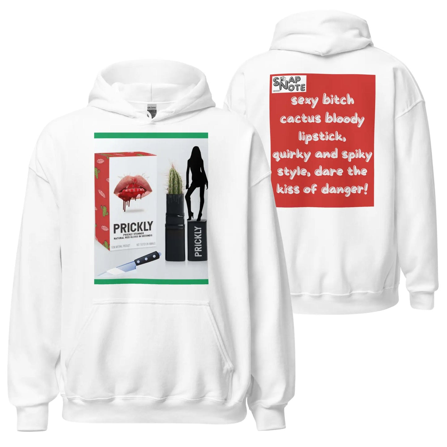 Hoodie Hooded Sweatshirt Hooded Jersey Hooded Jumper Hooded Pullover Hooded Sweater Men Women Teens Unisex - makeup bitch cactus lipstick red pattern - White - 74.90 - SnapNote streetwear