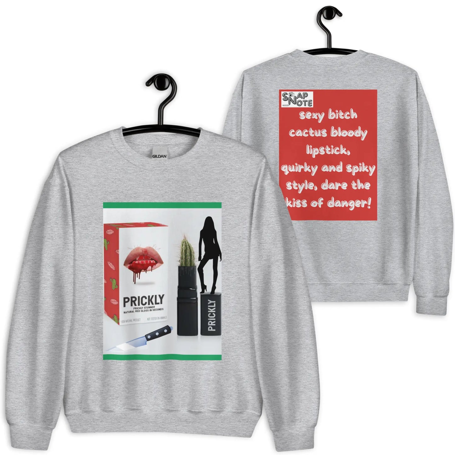 Sweatshirt Jersey Jumper Pullover Sweater Men Women Teenagers Unisex - makeup bitch cactus lipstick red pattern - Sport-Grey - 59.90 - SnapNote streetwear