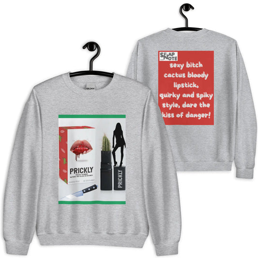 Sweatshirt Jersey Jumper Pullover Sweater Men Women Teenagers Unisex - makeup bitch cactus lipstick red pattern - Sport-Grey - 59.90 - SnapNote streetwear