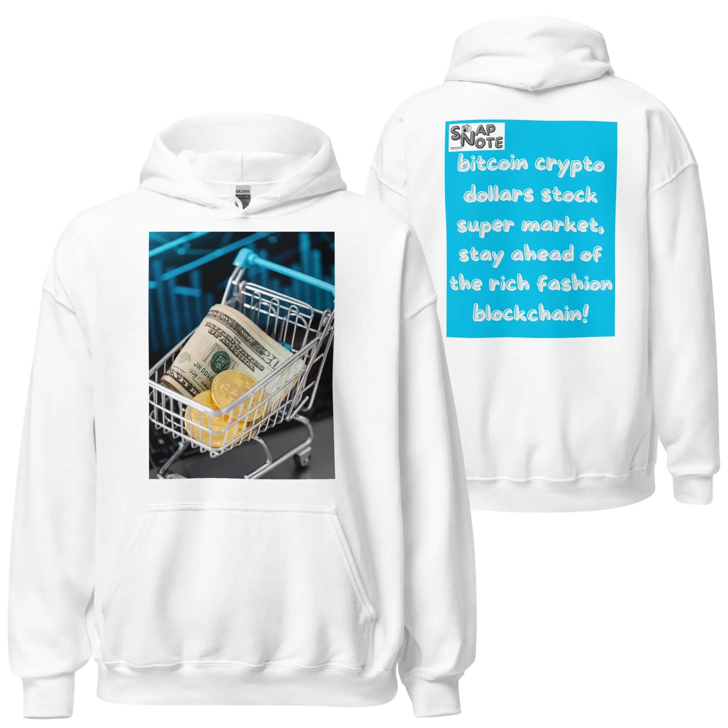 Hoodie Hooded Sweatshirt Hooded Jersey Hooded Jumper Hooded Pullover Hooded Sweater Men Women Teens - bitcoin crypto dollars shopping blue pattern - White - 74.90 - SnapNote streetwear