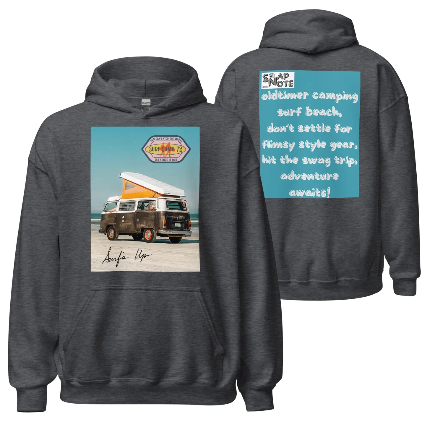 Hoodie Hooded Sweatshirt Hooded Jersey Hooded Jumper Hooded Pullover Hooded Sweater Men Women Teens Unisex - vintage camping van surf blue pattern - Dark-Heather - 74.90 - SnapNote streetwear