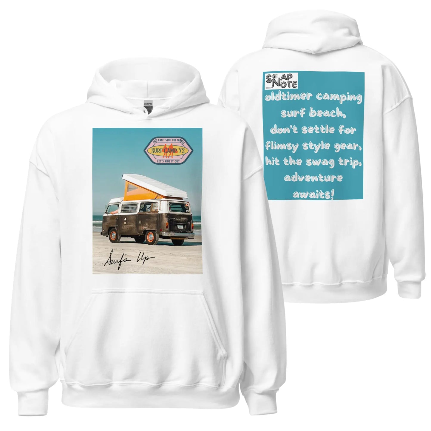 Hoodie Hooded Sweatshirt Hooded Jersey Hooded Jumper Hooded Pullover Hooded Sweater Men Women Teens Unisex - vintage camping van surf blue pattern - White - 74.90 - SnapNote streetwear