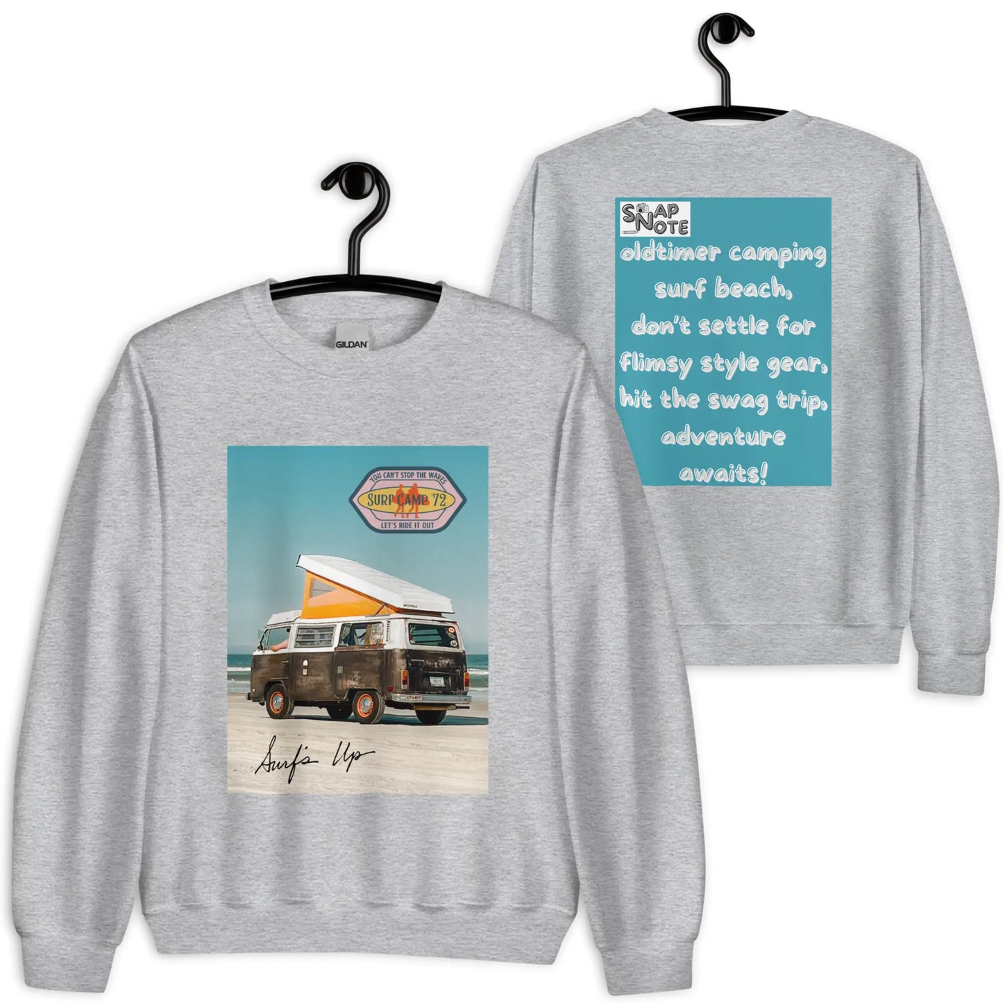 Sweatshirt Jersey Jumper Pullover Sweater Men Women Teenagers Unisex - vintage camping van surf blue pattern - Sport-Grey - 59.90 - SnapNote streetwear