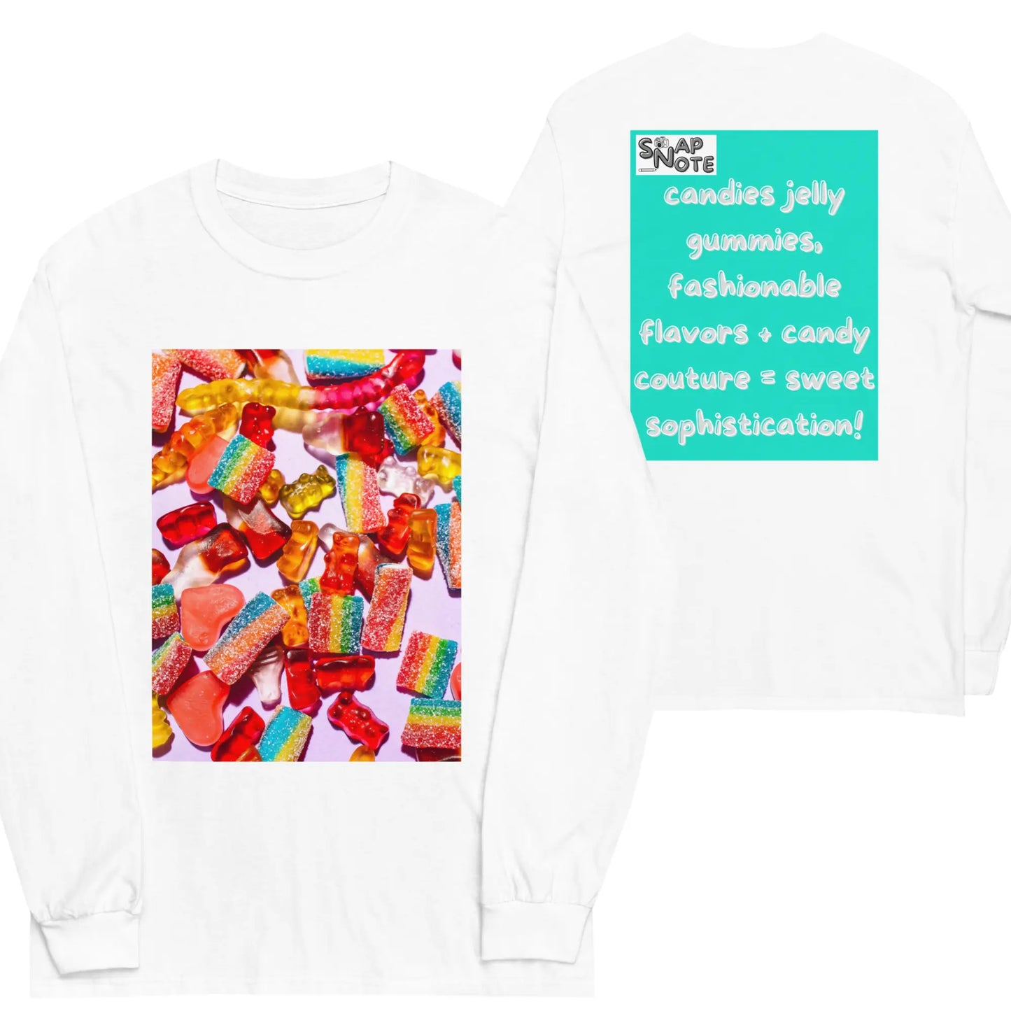 T-Shirt TShirt T Shirt Tee Men Women Teens Unisex Long Sleeves Heavy Cotton Crew Neck - candies sweets maths equation turquoise pattern - White - 44.90 - SnapNote streetwear