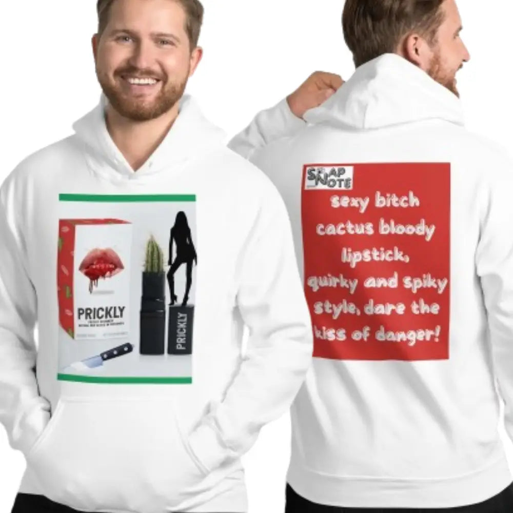 Man supermodel wearing Hoodie Hooded Sweatshirt Hooded Jersey Hooded Jumper Hooded Pullover Hooded Sweater Men Women Teens Unisex - makeup bitch cactus lipstick red pattern - White - 74.90 - SnapNote streetwear