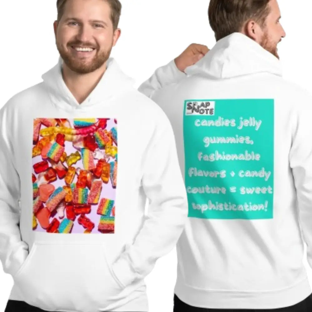 Man supermodel wearing Hoodie Hooded Sweatshirt Hooded Jersey Hooded Jumper Hooded Pullover Hooded Sweater Men Women Teens - candies sweets maths equation turquoise pattern - White - 74.90 - SnapNote streetwear