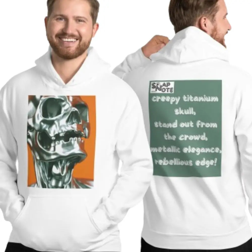 Man supermodel wearing Hoodie Hooded Sweatshirt Hooded Jersey Hooded Jumper Hooded Pullover Hooded Sweater Men Women Teens - skeleton metallic skull close-up green pattern - White - 74.90 - SnapNote streetwear