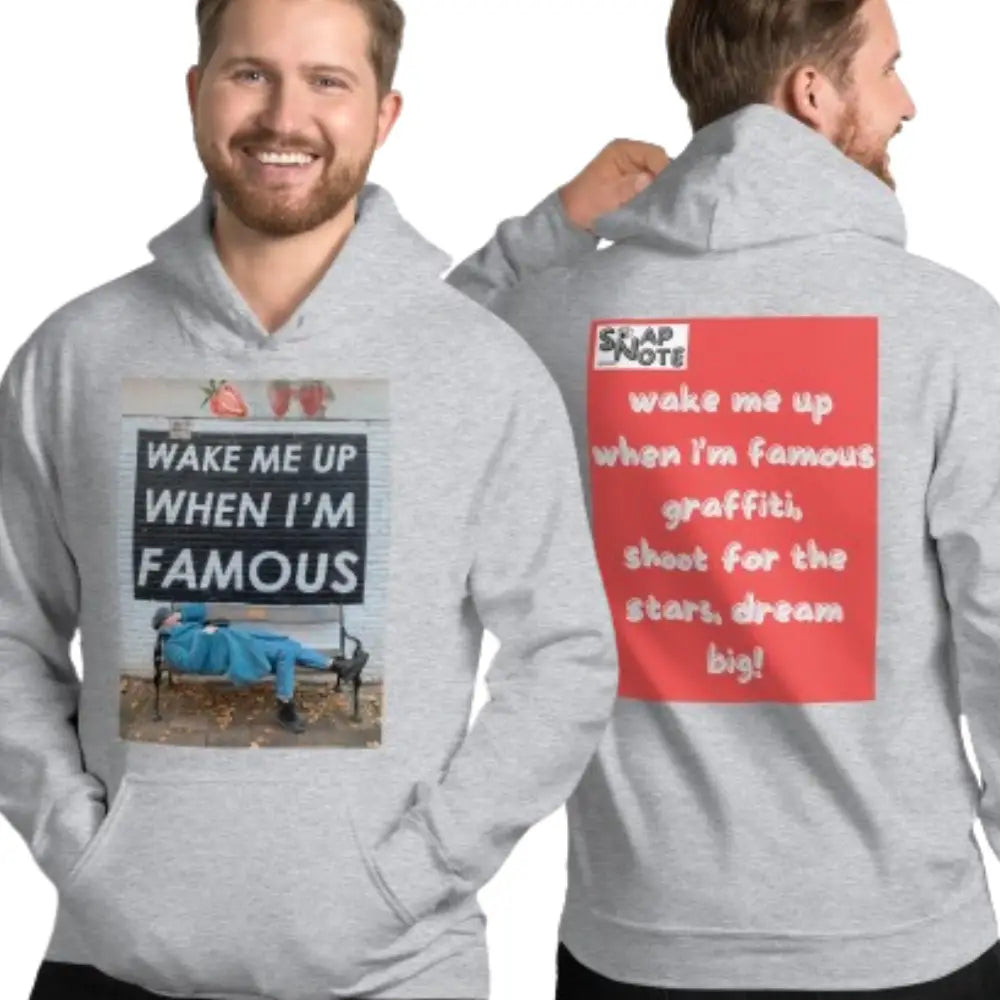 Man supermodel wearing Hoodie Hooded Sweatshirt Hooded Jersey Hooded Jumper Hooded Pullover Hooded Sweater Men Women Teens - fame dream funny quote graffiti red pattern - Sport-Grey - 74.90 - SnapNote streetwear