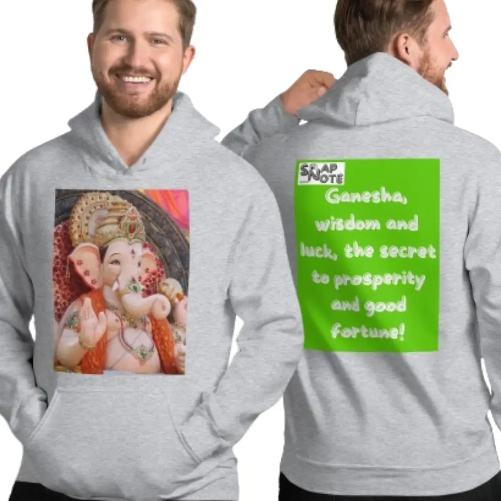 Man supermodel wearing Hoodie Hooded Sweatshirt Hooded Jersey Hooded Jumper Hooded Pullover Hooded Sweater Men Women Teens - ganesha religion bollywood india green pattern - Sport-Grey - 74.90 - SnapNote streetwear