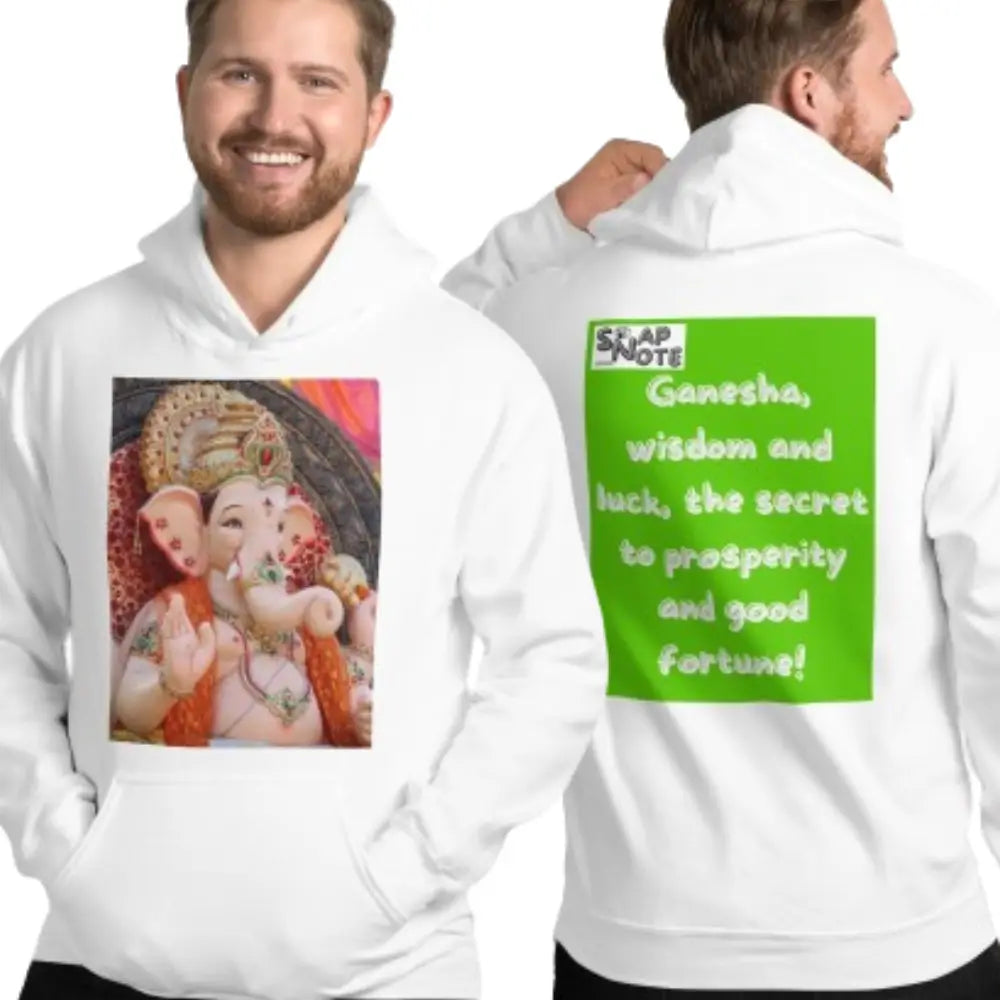 Man supermodel wearing Hoodie Hooded Sweatshirt Hooded Jersey Hooded Jumper Hooded Pullover Hooded Sweater Men Women Teens - ganesha religion bollywood india green pattern - White - 74.90 - SnapNote streetwear