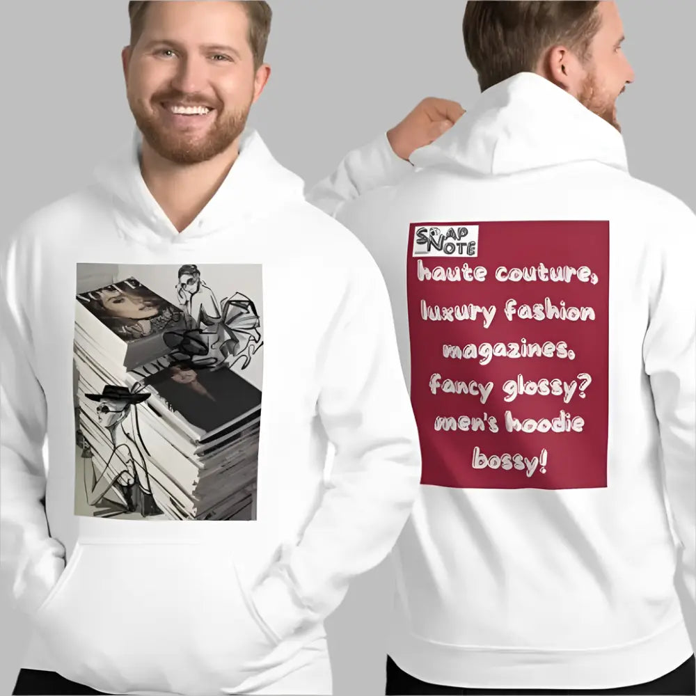 Man supermodel wearing Hoodie Hooded Sweatshirt Hooded Jersey Hooded Jumper Hooded Pullover Hooded Sweater Men Women Teens - luxury fashion haute couture burgundy pattern - White - 74.90 - SnapNote streetwear