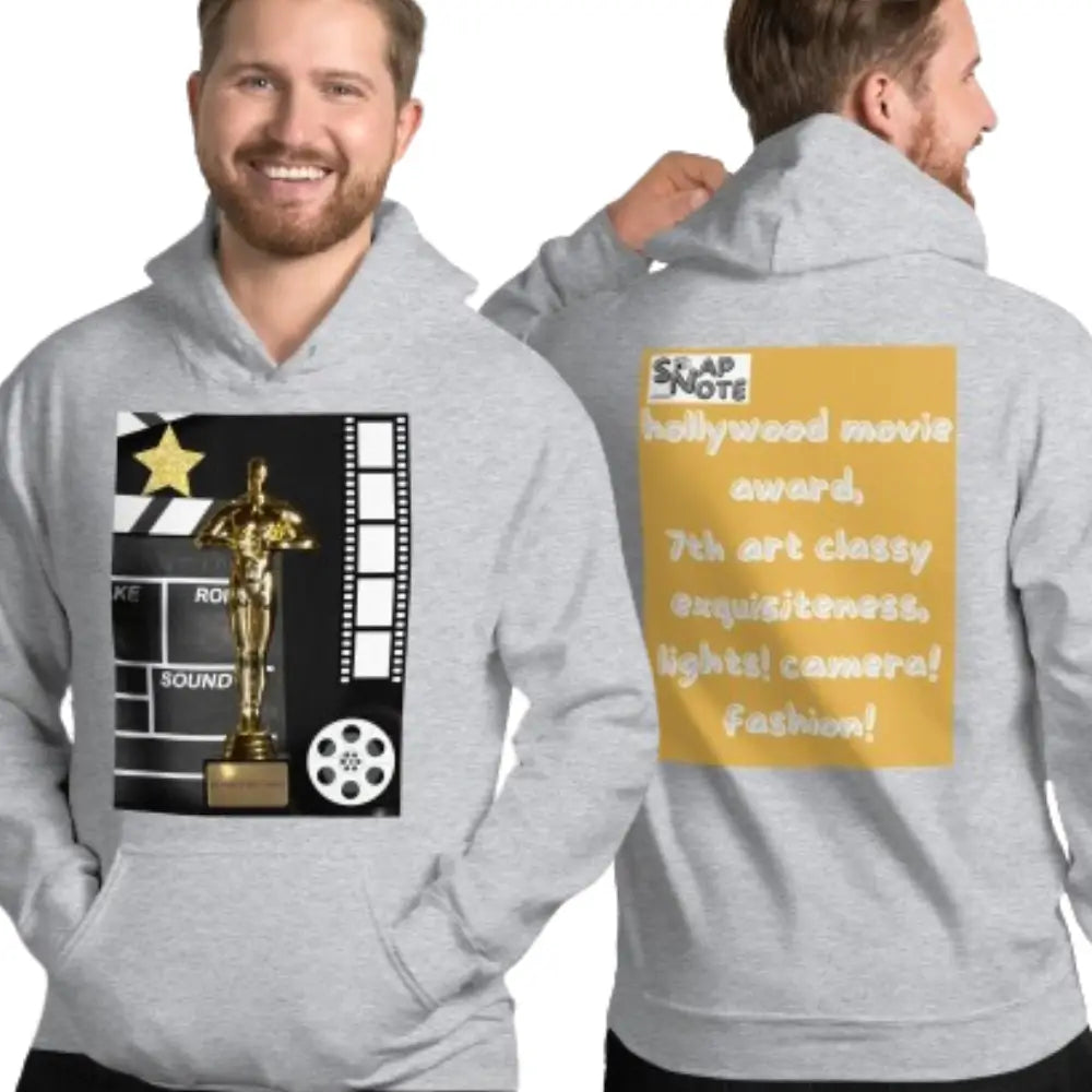 Man supermodel wearing Hoodie Hooded Sweatshirt Hooded Jersey Hooded Jumper Hooded Pullover Hooded Sweater Men Women Teens Unisex - hollywood movie film award gold pattern - Sport-Grey - 74.90 - SnapNote streetwear