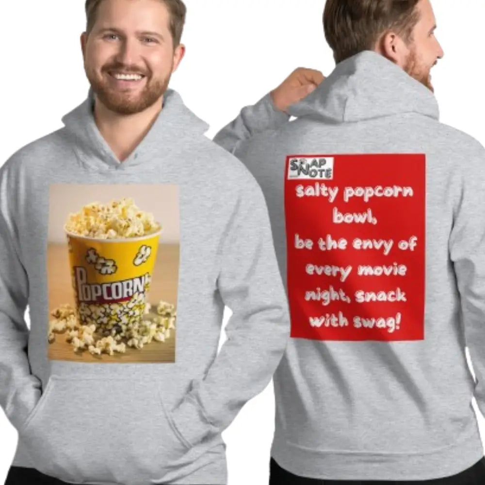 Man supermodel wearing Hoodie Hooded Sweatshirt Hooded Jersey Hooded Jumper Hooded Pullover Hooded Sweater Men Women Teens Unisex - movie night popcorn bowl red pattern - Sport-Grey - 74.90 - SnapNote streetwear