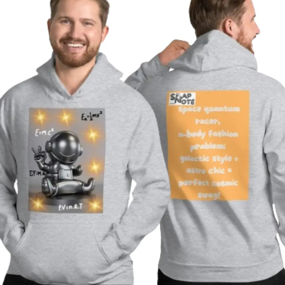 Man supermodel wearing Hoodie Hooded Sweatshirt Hooded Jersey Hooded Jumper Hooded Pullover Hooded Sweater Men Women Teens - spaceman quantum physics equation orange pattern - Sport-Grey - 74.90 - SnapNote streetwear