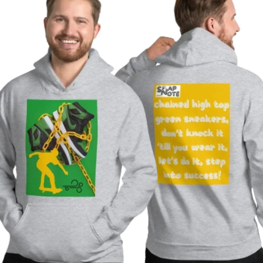 Man supermodel wearing Hoodie Hooded Sweatshirt Hooded Jersey Hooded Jumper Hooded Pullover Hooded Sweater Men Women Teens - skateboard sneakers sliding sport yellow pattern - Sport-Grey - 74.90 - SnapNote streetwear