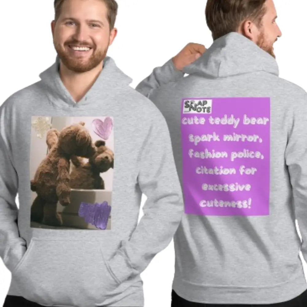 Man supermodel wearing Hoodie Hooded Sweatshirt Hooded Jersey Hooded Jumper Hooded Pullover Hooded Sweater Men Women Teens Unisex - valentines cute teddy bear pink pattern - Sport-Grey - 74.90 - SnapNote streetwear