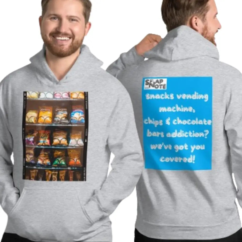 Man supermodel wearing Hoodie Hooded Sweatshirt Hooded Jersey Hooded Jumper Hooded Pullover Hooded Sweater Men Women Teens - chips chocolate vending machine blue pattern - Sport-Grey - 74.90 - SnapNote streetwear