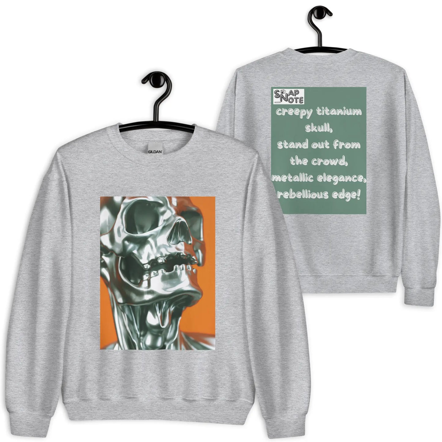 Sweatshirt Jersey Jumper Pullover Sweater Men Women Teenagers Unisex - skeleton metallic skull close-up green pattern - Sport-Grey - 59.90 - SnapNote streetwear