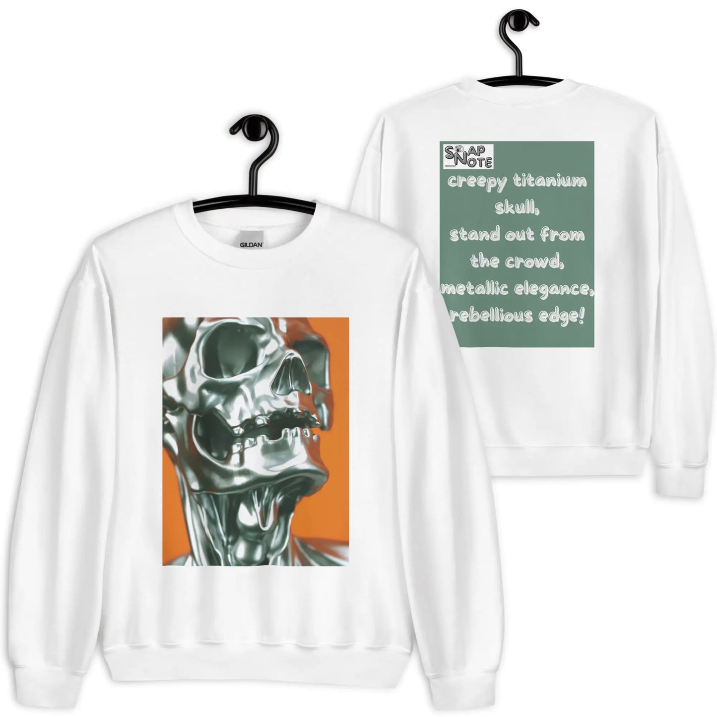 Sweatshirt Jersey Jumper Pullover Sweater Men Women Teenagers Unisex - skeleton metallic skull close-up green pattern - White - 59.90 - SnapNote streetwear