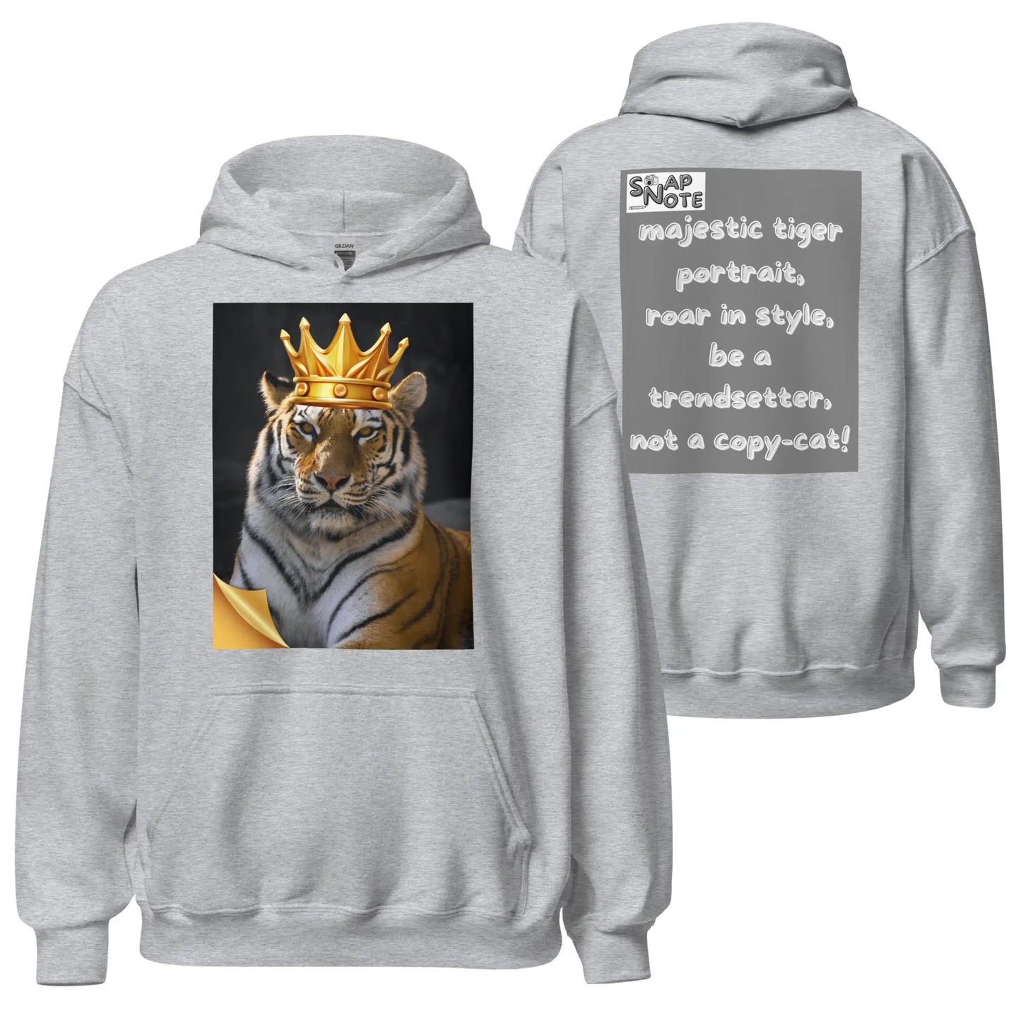 Hoodie Hooded Sweatshirt Hooded Jersey Hooded Jumper Hooded Pullover Hooded Sweater Men Women Teens Unisex - animal feline crown tiger grey pattern - Sport-Grey - 74.90 - SnapNote streetwear