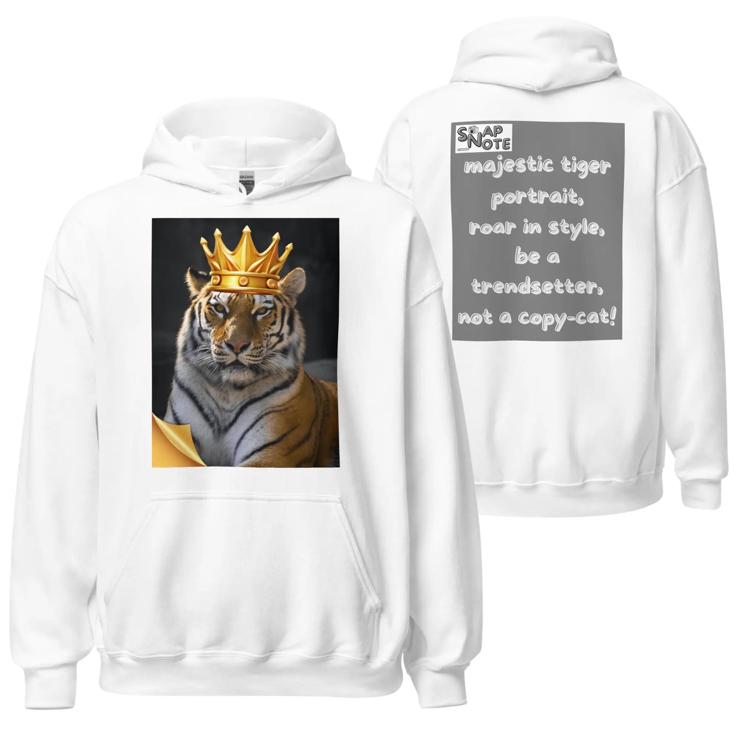 Hoodie Hooded Sweatshirt Hooded Jersey Hooded Jumper Hooded Pullover Hooded Sweater Men Women Teens Unisex - animal feline crown tiger grey pattern - White - 74.90 - SnapNote streetwear