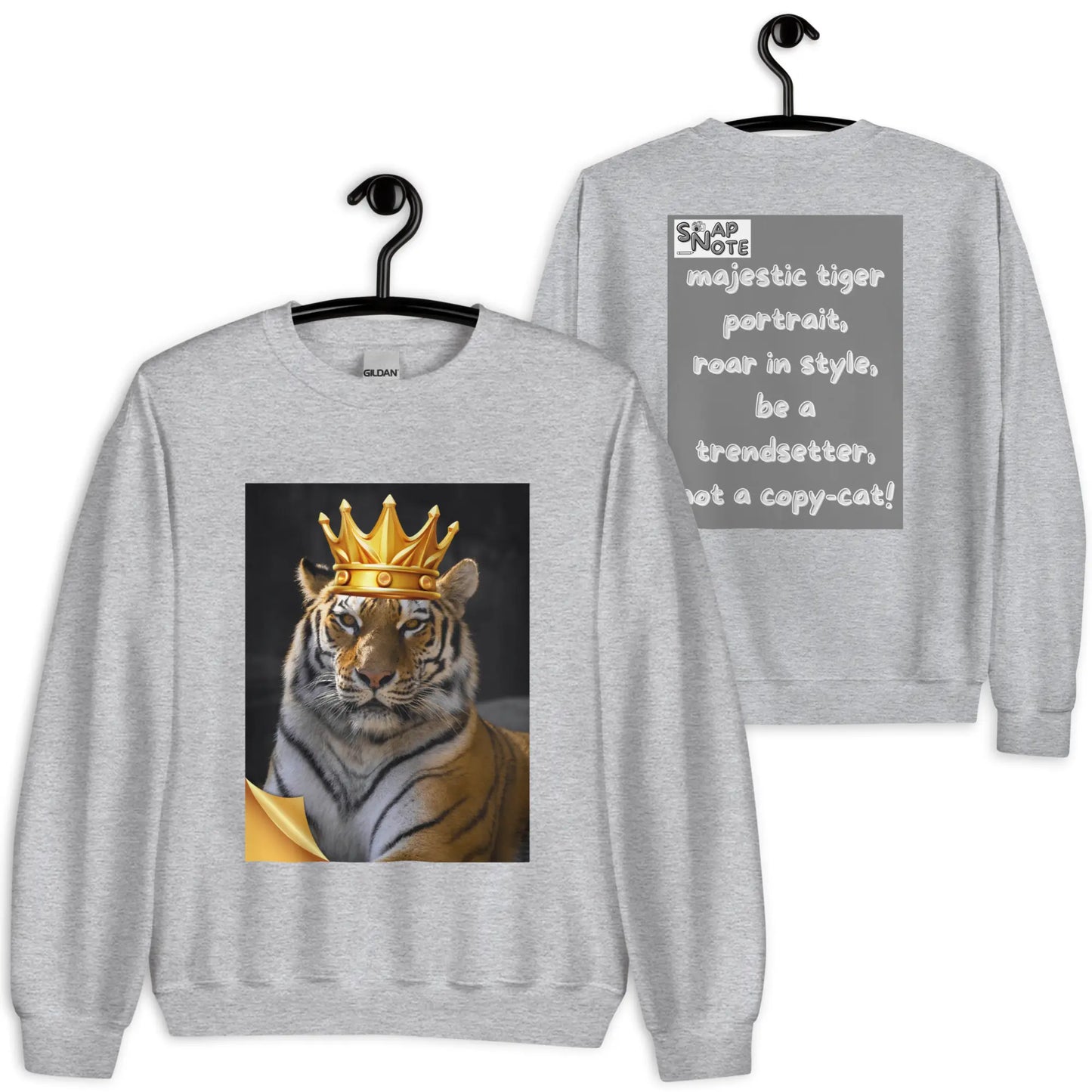 Sweatshirt Jersey Jumper Pullover Sweater Men Women Teenagers Unisex - animal feline crown tiger grey pattern - Sport-Grey - 59.90 - SnapNote streetwear