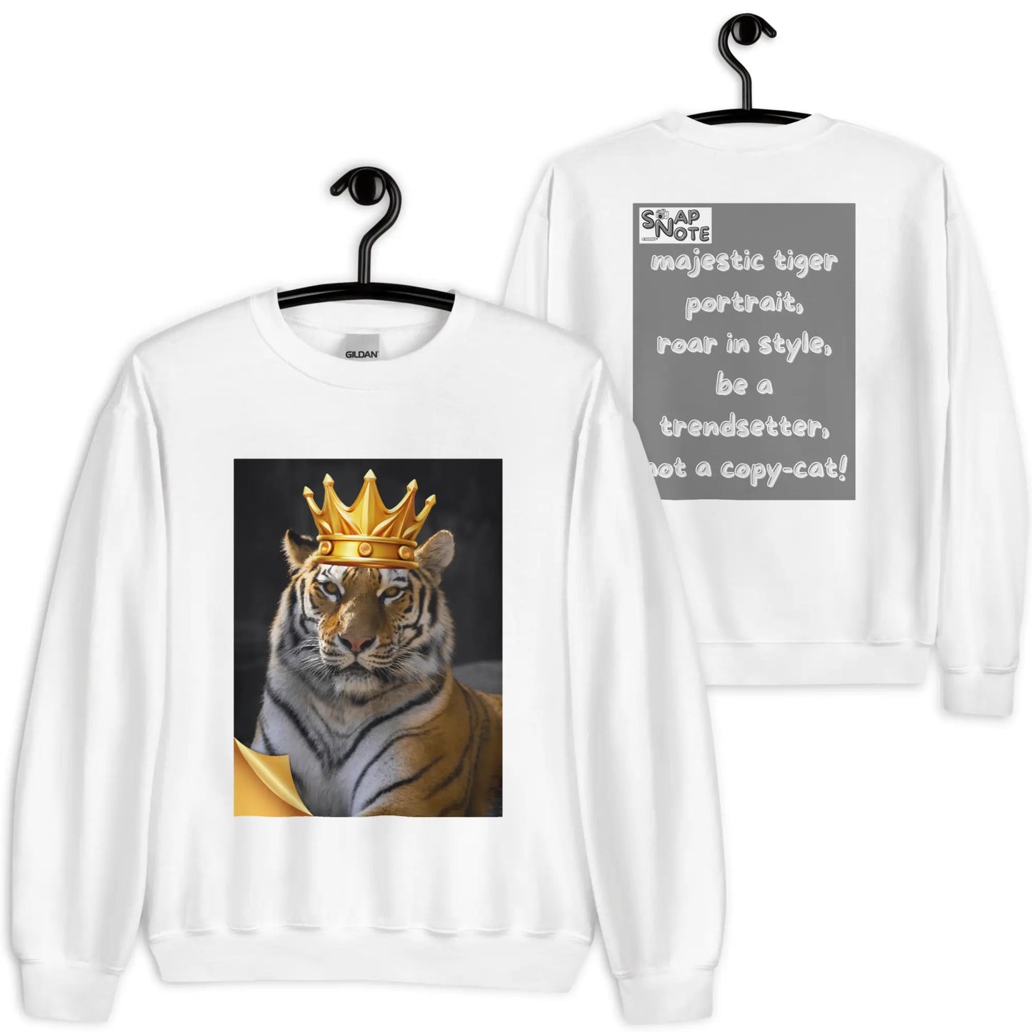 Sweatshirt Jersey Jumper Pullover Sweater Men Women Teenagers Unisex - animal feline crown tiger grey pattern - White - 59.90 - SnapNote streetwear