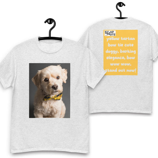 T-Shirt TShirt Tee Men Women Teens Unisex Heavy Cotton Round Neck - animal pet elegant doggy yellow pattern - Ash - 34.90 - SnapNote streetwear