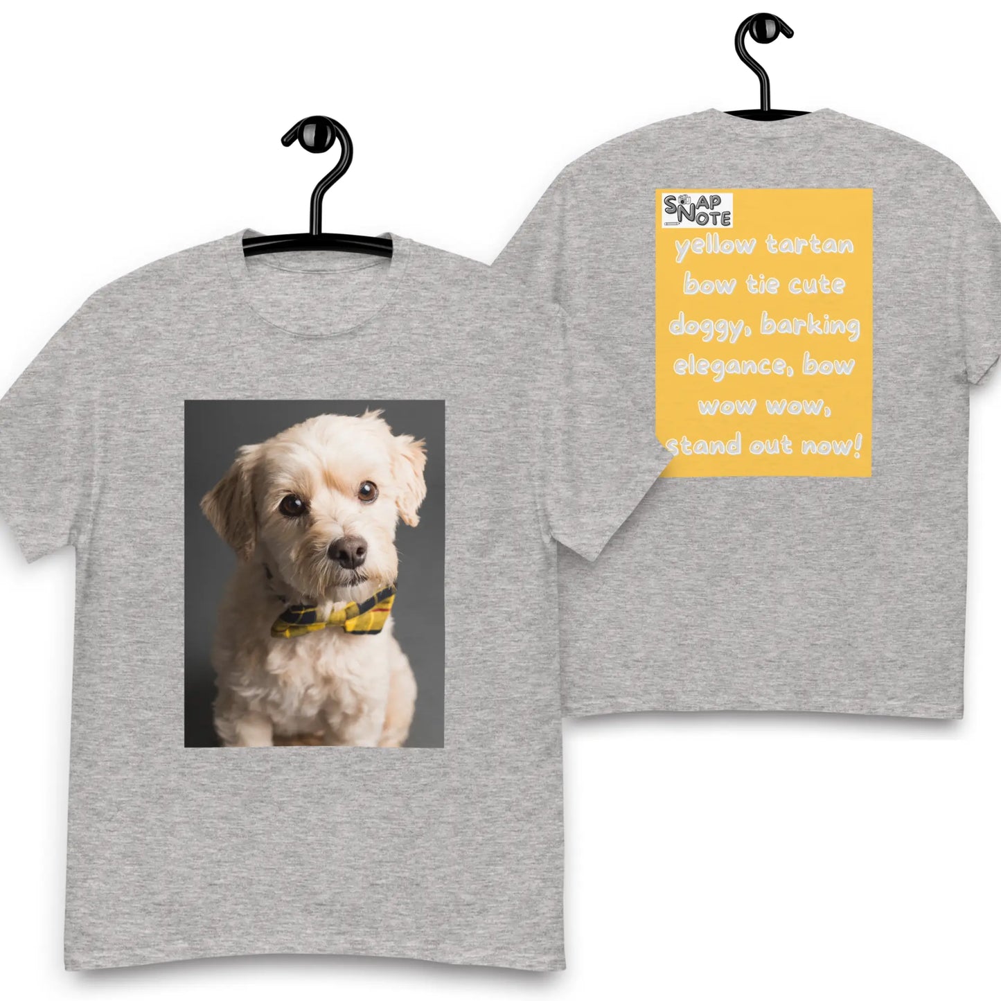 T-Shirt TShirt Tee Men Women Teens Unisex Heavy Cotton Round Neck - animal pet elegant doggy yellow pattern - Sport-Grey - 34.90 - SnapNote streetwear