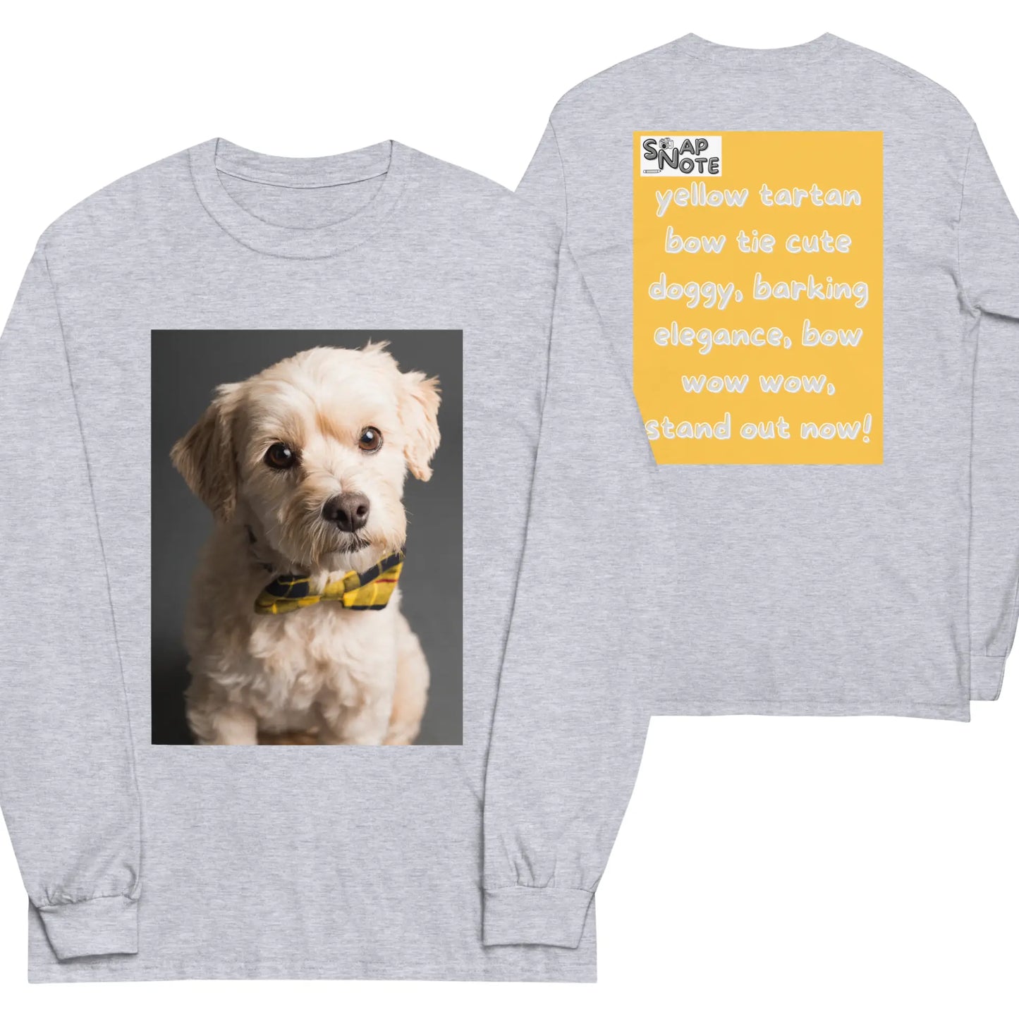 T-Shirt TShirt T Shirt Tee Men Women Teens Unisex Long Sleeves Heavy Cotton Crew Neck - animal pet elegant doggy yellow pattern - Sport-Grey - 44.90 - SnapNote streetwear