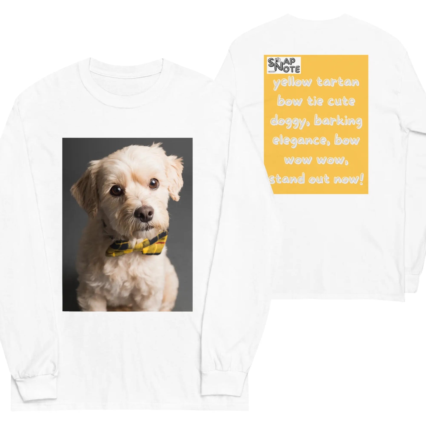 T-Shirt TShirt T Shirt Tee Men Women Teens Unisex Long Sleeves Heavy Cotton Crew Neck - animal pet elegant doggy yellow pattern - White - 44.90 - SnapNote streetwear