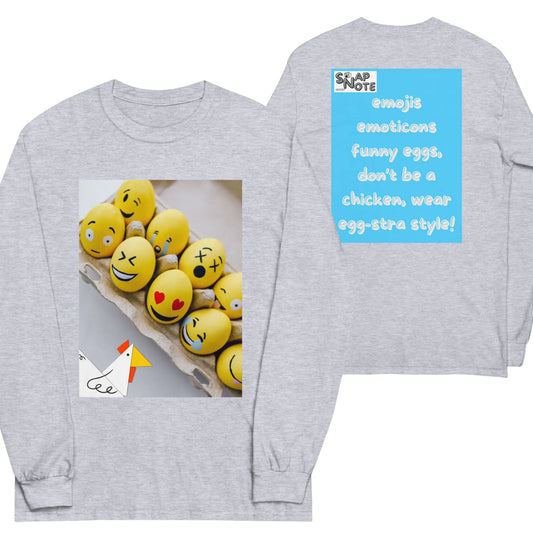 T-Shirt TShirt T Shirt Tee Men Women Teens Unisex Long Sleeves Heavy Cotton Crew Neck - emoji emoticon eggs chicken blue pattern - Sport-Grey - 44.90 - SnapNote streetwear