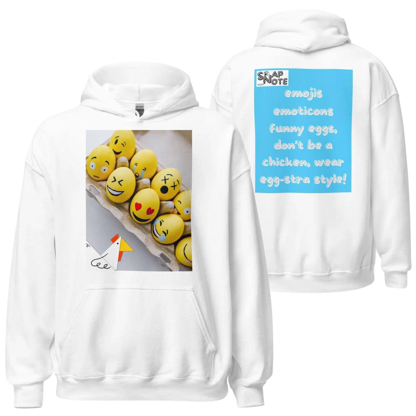 Hoodie Hooded Sweatshirt Hooded Jersey Hooded Jumper Hooded Pullover Hooded Sweater Men Women Teens Unisex - emoji emoticon eggs chicken blue pattern - White - 74.90 - SnapNote streetwear