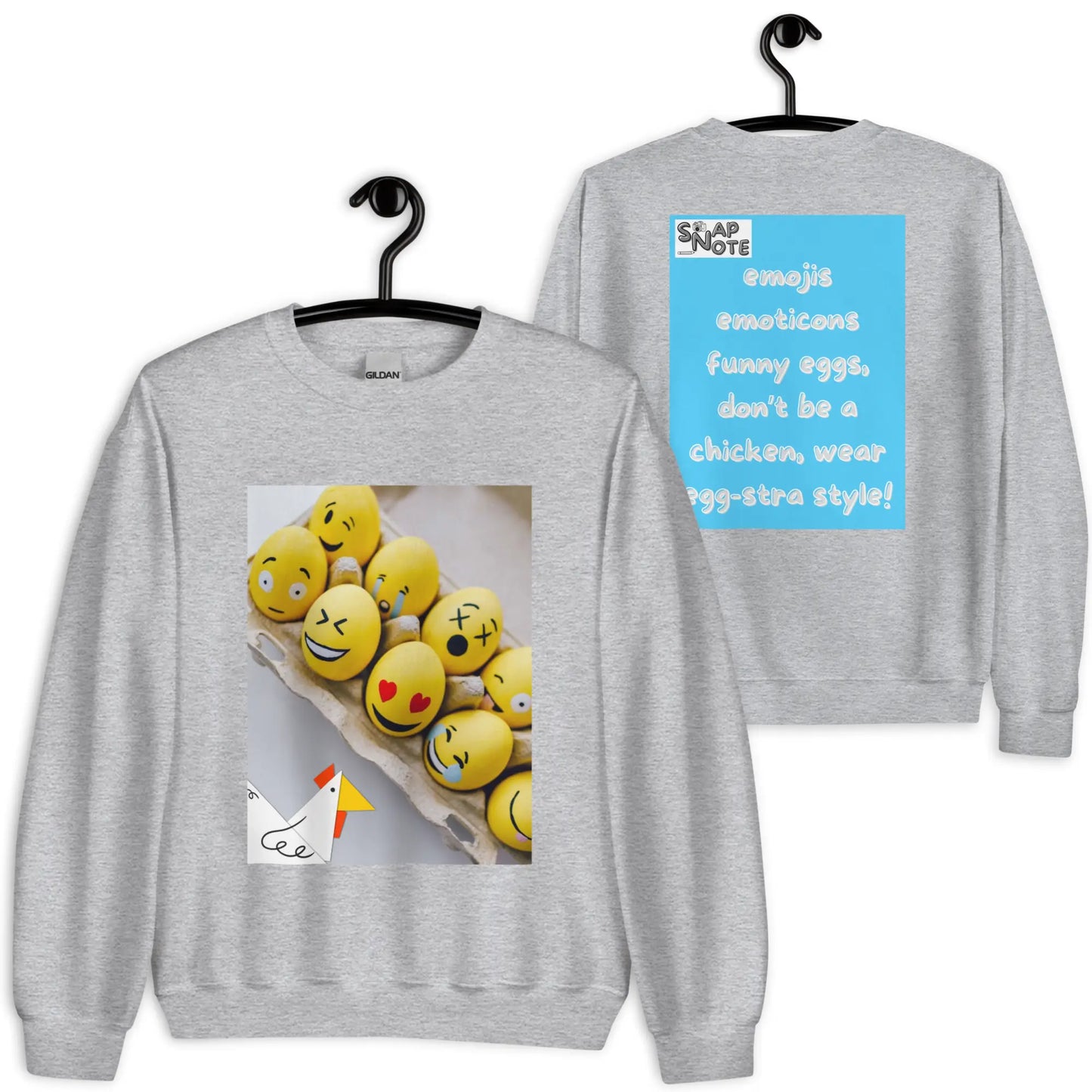 Sweatshirt Jersey Jumper Pullover Sweater Men Women Teenagers Unisex - emoji emoticon eggs chicken blue pattern - Sport-Grey - 59.90 - SnapNote streetwear