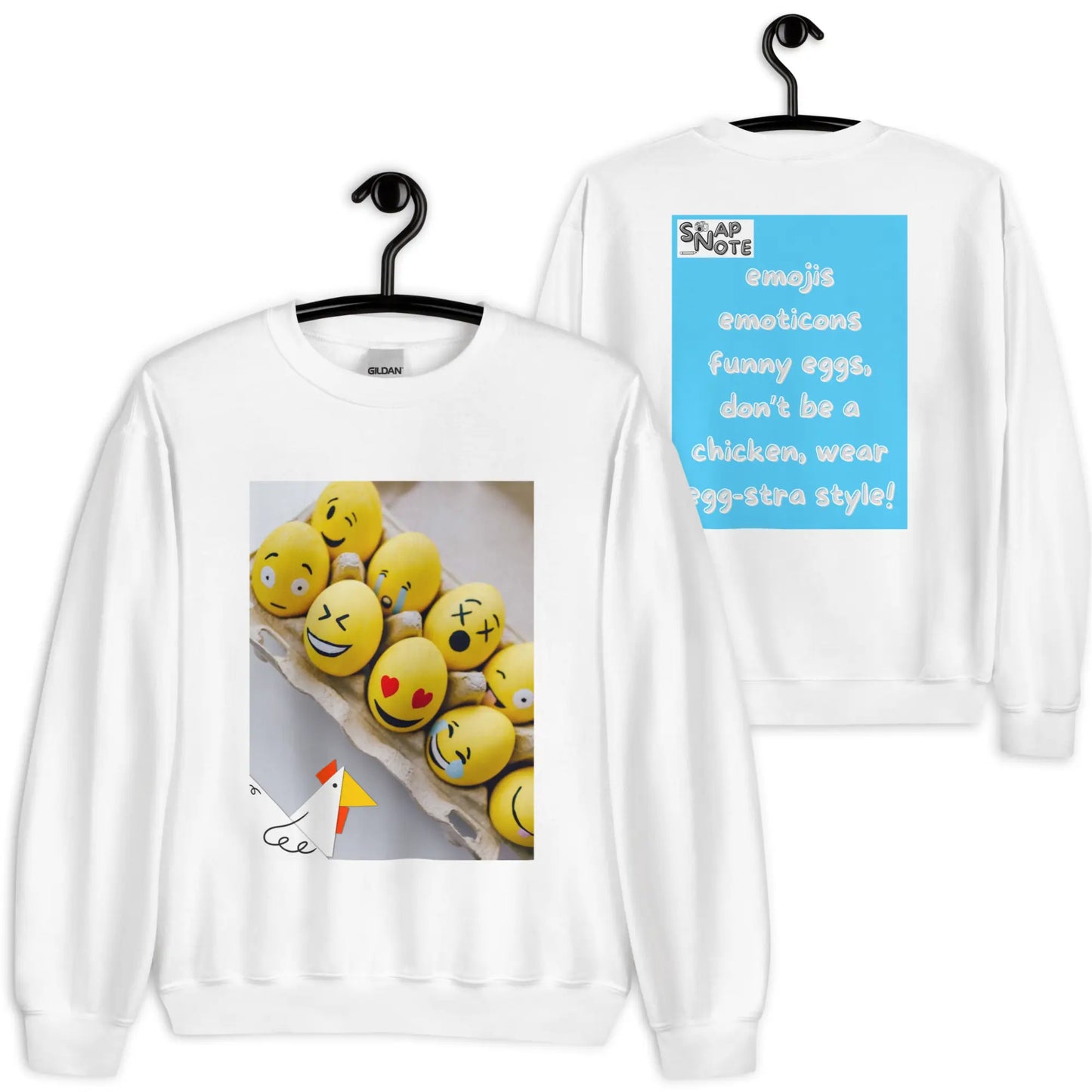 Sweatshirt Jersey Jumper Pullover Sweater Men Women Teenagers Unisex - emoji emoticon eggs chicken blue pattern - White - 59.90 - SnapNote streetwear