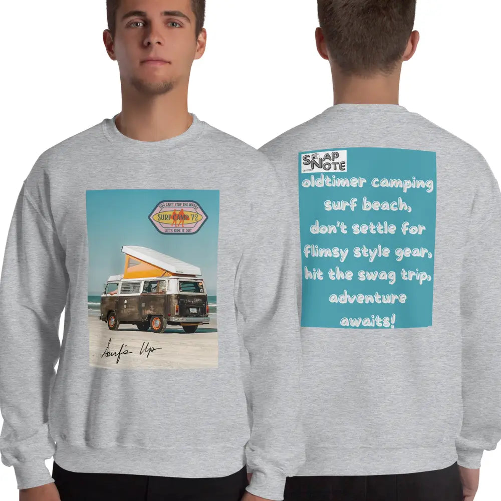 Man supermodel wearing Sweatshirt Jersey Jumper Pullover Sweater Men Women Teenagers Unisex - vintage camping van surf blue pattern - Sport-Grey - 59.90 - SnapNote streetwear