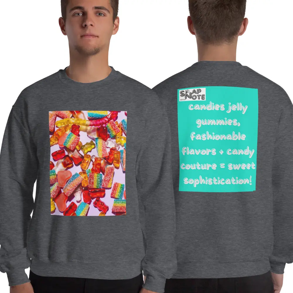 Man supermodel wearing Sweatshirt Jersey Jumper Pullover Sweater Men Women Teenagers Unisex - candies sweets maths equation turquoise pattern - Dark-Heather - 59.90 - SnapNote streetwear