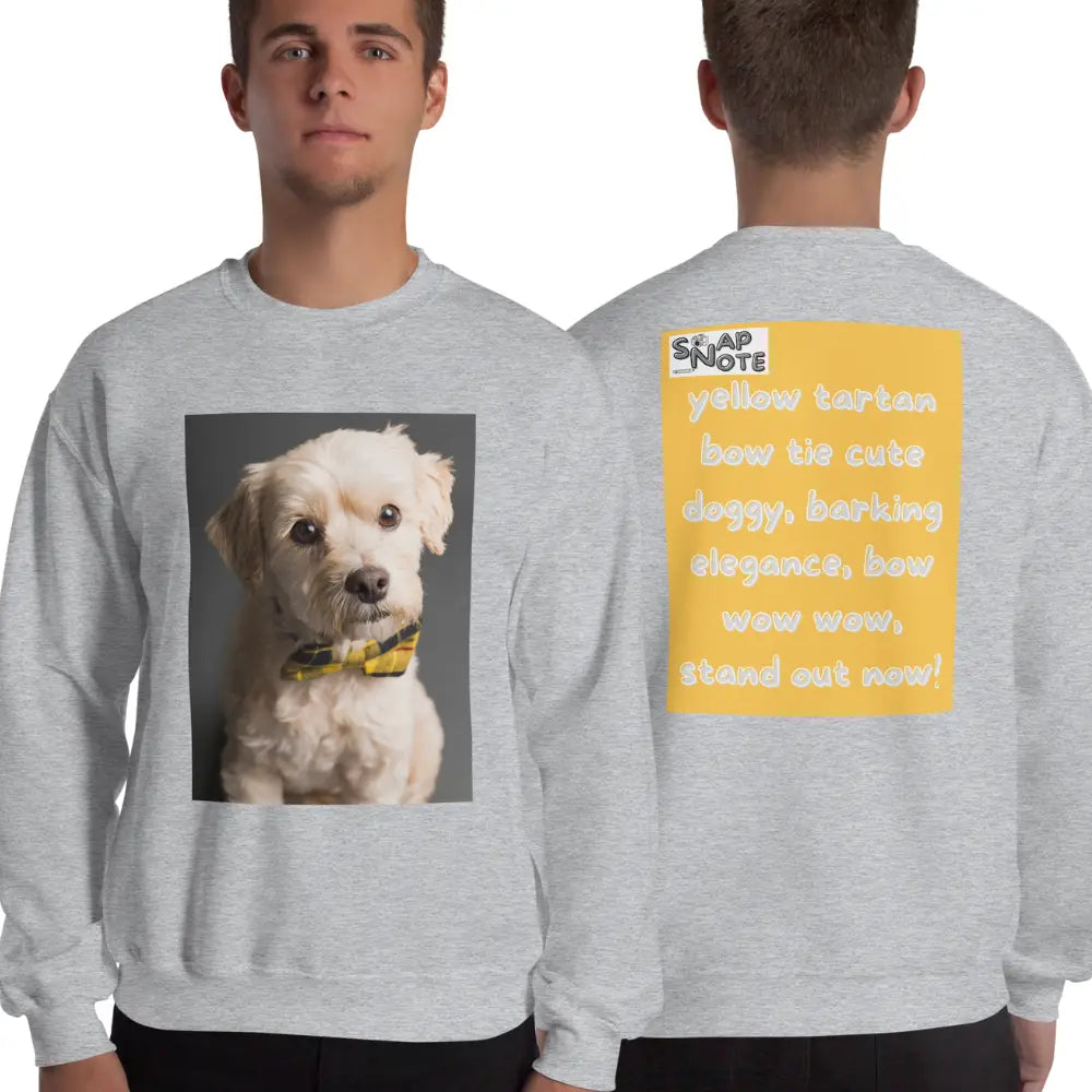 Man supermodel wearing Sweatshirt Jersey Jumper Pullover Sweater Men Women Teenagers Unisex - animal pet elegant doggy yellow pattern - Sport-Grey - 59.90 - SnapNote streetwear