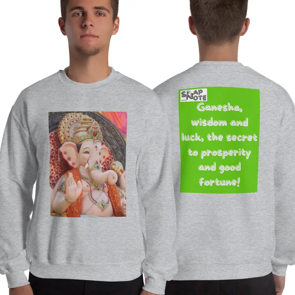 Man supermodel wearing Sweatshirt Jersey Jumper Pullover Sweater Men Women Teenagers Unisex - ganesha religion bollywood india green pattern - Sport-Grey - 59.90 - SnapNote streetwear