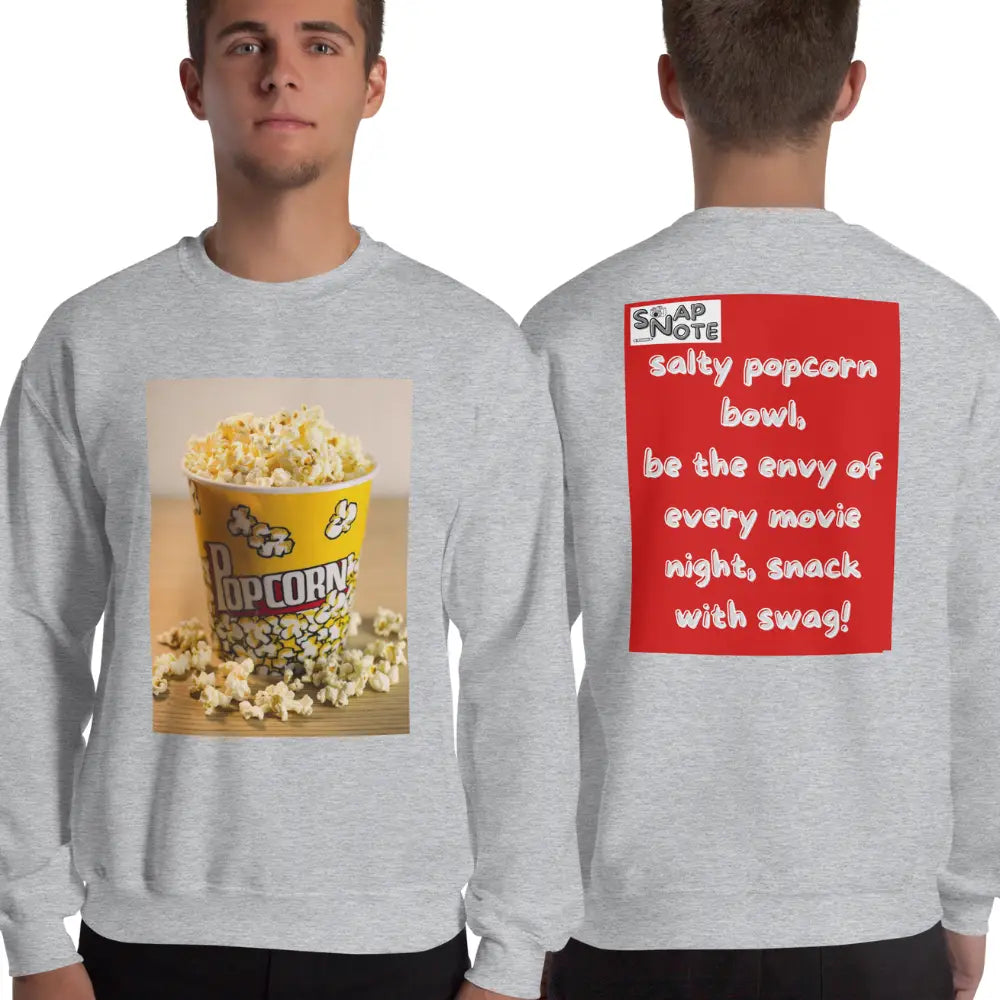 Man supermodel wearing Sweatshirt Jersey Jumper Pullover Sweater Men Women Teenagers Unisex - movie night popcorn bowl red pattern - Sport-Grey - 59.90 - SnapNote streetwear