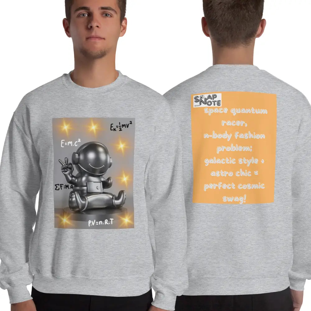 Man supermodel wearing Sweatshirt Jersey Jumper Pullover Sweater Men Women Teenagers Unisex - spaceman quantum physics equation orange pattern - Sport-Grey - 59.90 - SnapNote streetwear