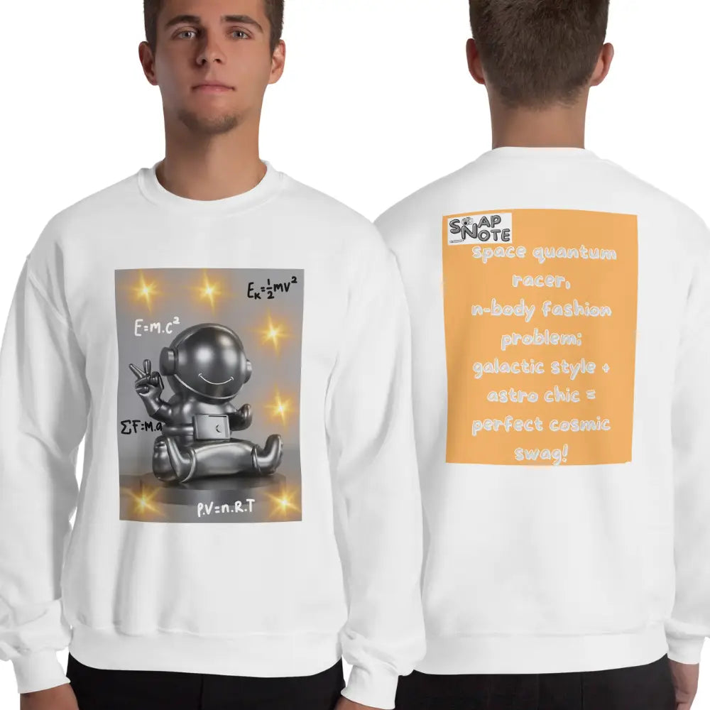 Man supermodel wearing Sweatshirt Jersey Jumper Pullover Sweater Men Women Teenagers Unisex - spaceman quantum physics equation orange pattern - White - 59.90 - SnapNote streetwear