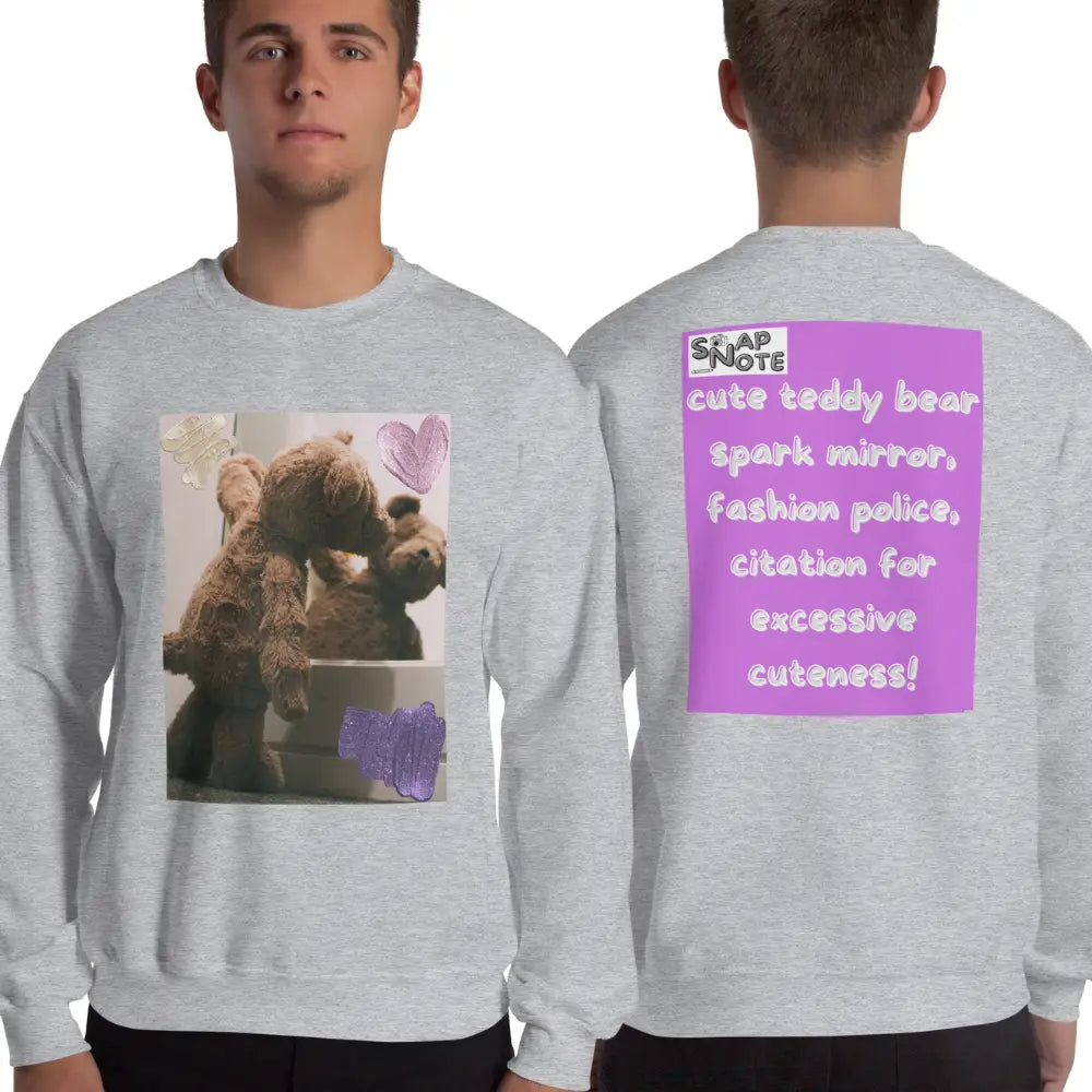 Man supermodel wearing Sweatshirt Jersey Jumper Pullover Sweater Men Women Teenagers Unisex - valentines cute teddy bear pink pattern - Sport-Grey - 59.90 - SnapNote streetwear